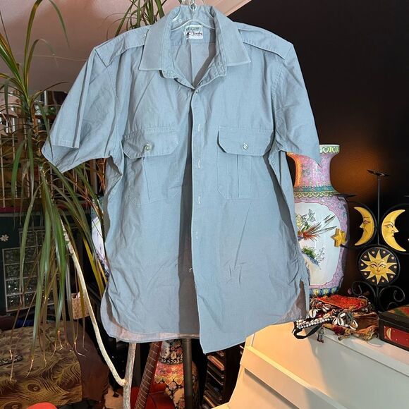 Vintage 80s 90s Men's Casual Gray Button Down Shirt L - Picture 11 of 12
